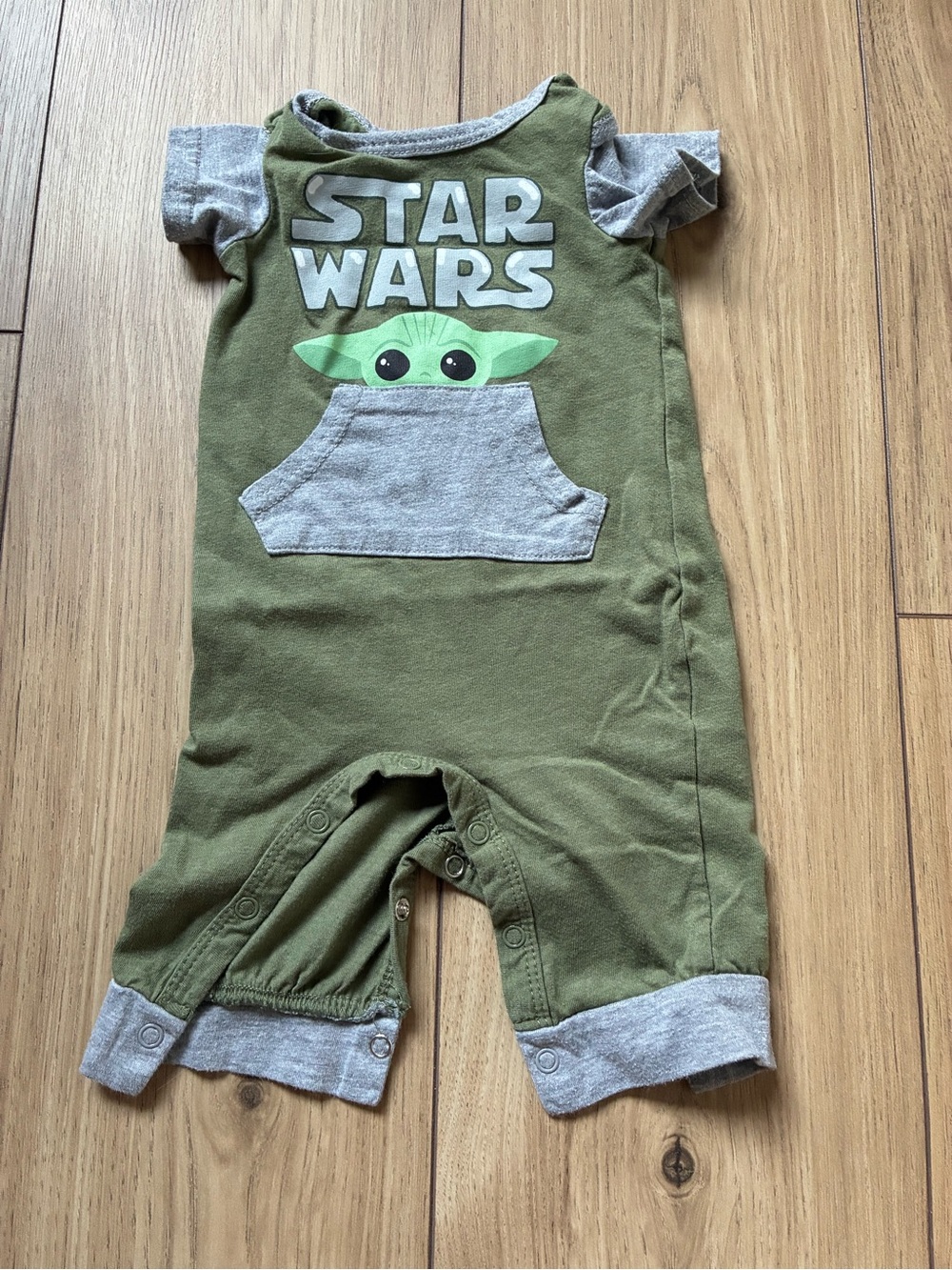 Star Wars Green and Gray Baby One-Piece Bodysuit with Grogu Pocket